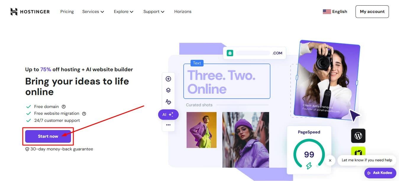 how to create a Hostinger account